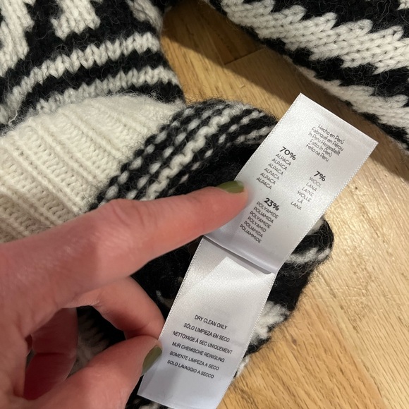 Mother The Itsy Crop Jumper in River Marked pattern, Alpaca and Wool Blend. - Picture 7 of 10